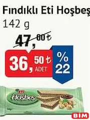 ETİ HOŞBEŞ FINDIKLI GOFRET 142 G ETİ HOŞBEŞ FINDIKLI GOFRET 142 G